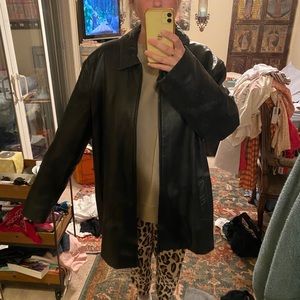 Oversized leather jacket